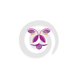 Creative logo, butterfly dog â€‹â€‹face illustration, vector color template design