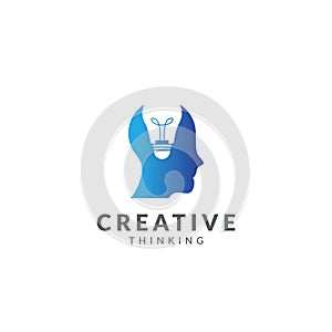 Creative logo or icon vector design template, head thinking