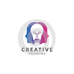 Creative logo or icon vector design template, head thinking