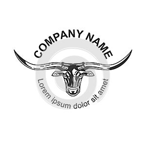 Creative long horn bull logo mascot photo