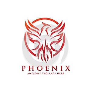 Creative luxury phoenix circle logo concept