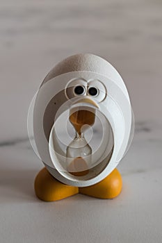 Creative made of egg hourglass, looking like a little chick