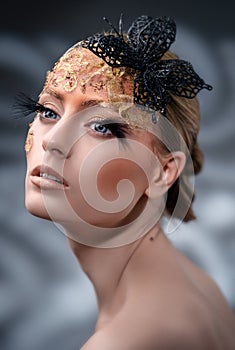 Creative Makeup. False eyelashes. Shallow depth of field