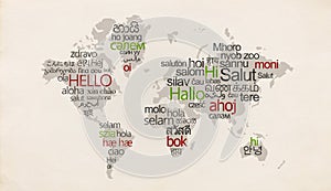 Creativo diferente idiomas sobre el extrano países 