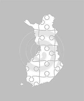 Creative map Finland from white puzzle, jigsaw