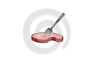 Creative Meat Flesh Fork Logo Design Symbol Vector Illustration