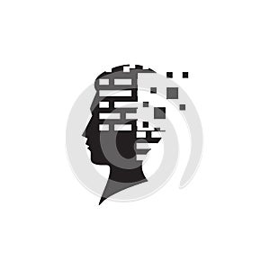 Creative mind icons, human brain, human head, people symbol, connections,  vector logo