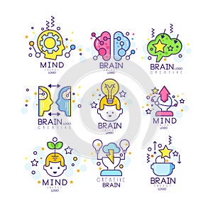 Creative mind original logo design, creation and idea elements colorful vector Illustrations