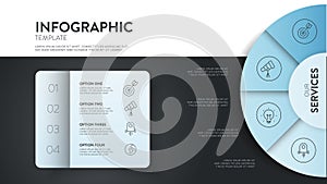 Creative minimal business project infographic layout template design. Presentation banner with options, steps or parts for