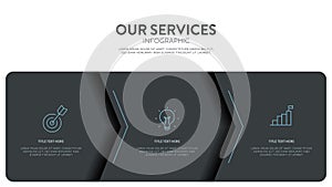 Creative minimal business project infographic layout template design. Presentation banner with options, steps or parts for