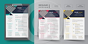 Creative and minimalist resume or cv template design with business jobs, cover letter