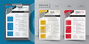 Creative and minimalist resume or cv template design with business jobs, cover letter