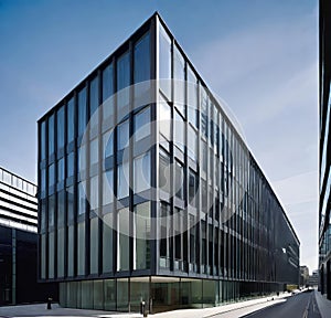 creative modern glass office building of a large corporation in the city, environmental building design with proportional