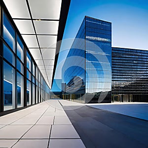 creative modern glass office building of a large corporation in the city, environmental building design with proportional