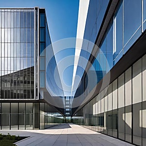 creative modern glass office building of a large corporation in the city, environmental building design with proportional