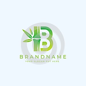 Creative and modern Green Bamboo B Letter logo design template vector eps photo