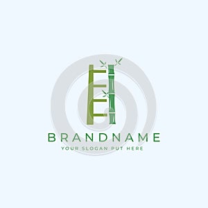 Creative and modern Green Bamboo Ladder logo design template vector eps photo