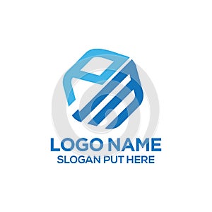 Creative and modern Hexagon PM Letter logo design template vector eps photo