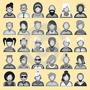 Creative modern icons avatars with people.