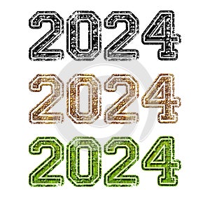 2024 Happy New Year modern stylish text concepts, isolated on white photo