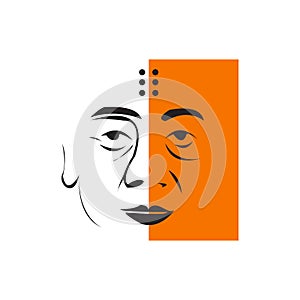 creative Monk face, line art vector