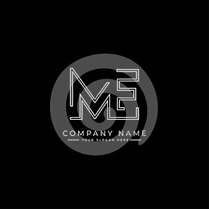 Creative Monogram for Initial Letter ME Logo - Alphabet M and E Minimal Vector Logo Template