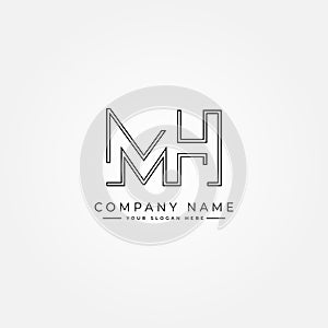 Creative Monogram for Initial Letter MH Logo - Alphabet M and H Minimal Vector Logo Template