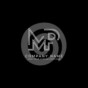 Creative Monogram for Initial Letter MP Logo - Alphabet M and P Minimal Vector Logo Template