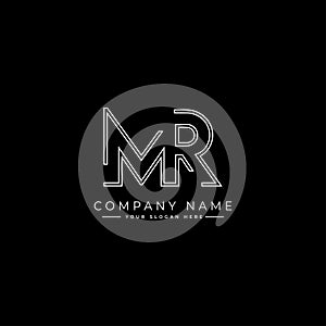 Creative Monogram for Initial Letter MR Logo - Alphabet M and R Minimal Vector Logo Template