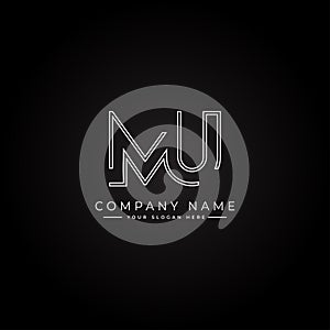 Creative Monogram for Initial Letter MU Logo - Minimal Vector Logo Template for alphabet M and U