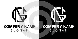 Creative monogram logo template. Letter NG isolated on white and black background. Vector concept