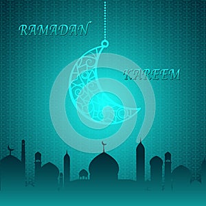 Creative Moon on Blue Theme Ramadan Kareem Background