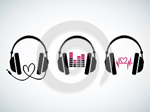 Creative music headphones logo set