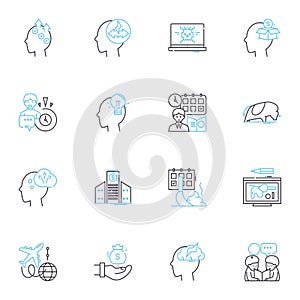 Creative nerks linear icons set. Imaginative, Innovative, Artistic, Inventive, Original, Unique, Quirky line vector and