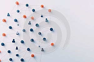 A creative network representation with colorful nodes and connections, symbolizing social interaction and communication photo