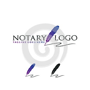 Creative Notary Logo With Feather Vector