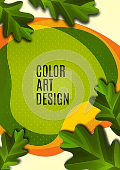 Creative oak leaves on a light background, smooth overlapping shapes. Colorful advertising banner for sale. Seasonal discounts.