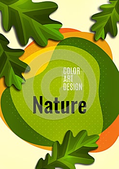 Creative oak leaves on a light background, smooth overlapping shapes. Colorful advertising banner for sale. Seasonal discounts.