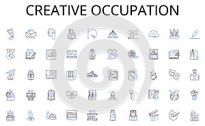 Creative occupation line icons collection. Data, Intelligence, Analytics, Governance, Security, Storage, Retrieval