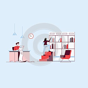 Creative Office Administrator Scenes Illustrations