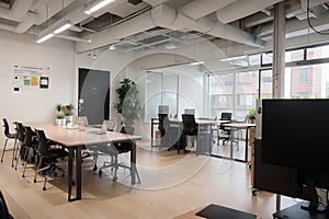 Creative Office Co-working Center University Campus Modern Workplace Flat  Illustration