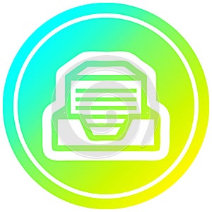 A creative office paper stack circular in cold gradient spectrum