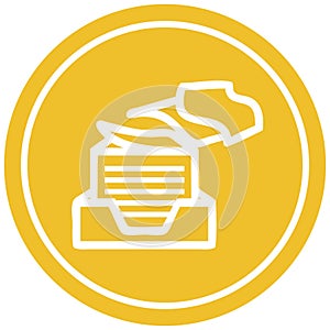 A creative office paper stack circular icon