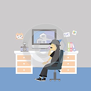 Creative office room interior workspace