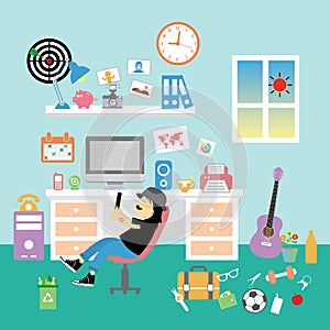 Creative office room interior workspace