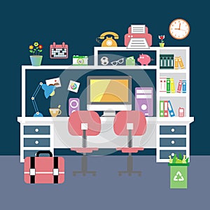 Creative office room interior workspace