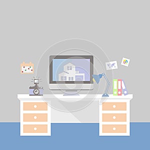 Creative office room interior workspace