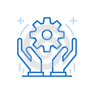 Creative optimization vector line icon. New technology growth developments and business management.