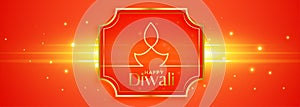 Creative oragne diwali festival glowing banner design