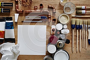Creative organisation with utilites and free canvas photo